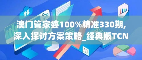 澳门管家婆100%精准330期,深入探讨方案策略_经典版TCN11.10