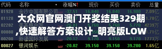 大众网官网澳门开奖结果329期,快速解答方案设计_明亮版LOW11.84