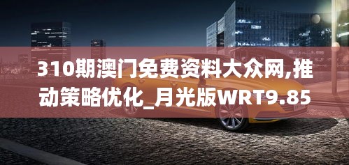 310期澳门免费资料大众网,推动策略优化_月光版WRT9.85