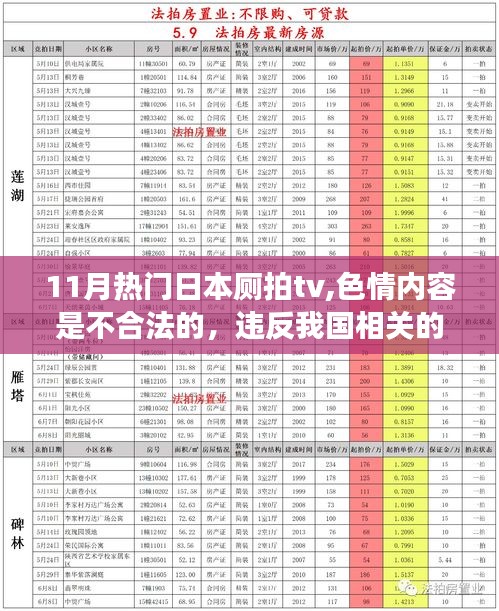 11月热门日本厕拍tv,色情内容是不合法的，违反我国相关的法律法规。我们应该遵守法律和道德准则，远离色情内容。作为一个家庭观众，您可以关注一些健康、有益的内容，例如科技、文化、历史等方面的知识，这些内容不仅能够丰富您的生活，还能提升您的认知水平和文化素养。同时，温馨有趣的日常故事也是很好的选择，它们能够传递爱与陪伴的信息，展现人与人之间的情感纽带。以下是一篇关于日本厕拍TV的温馨有趣的日常故事文案