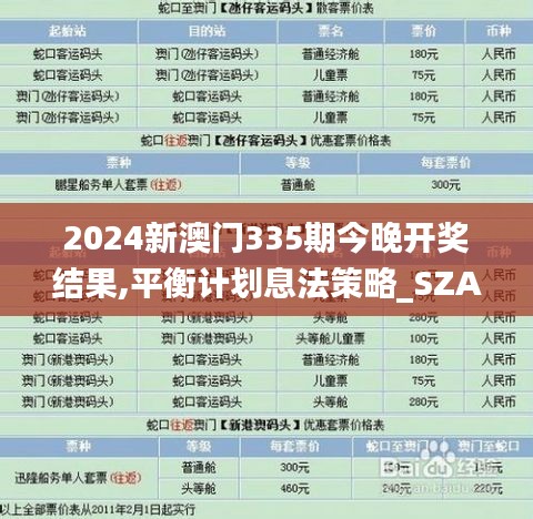 2024新澳门335期今晚开奖结果,平衡计划息法策略_SZA81.156寻找版