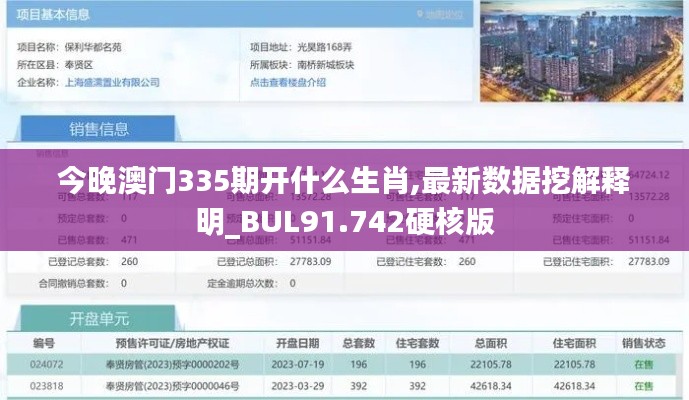 今晚澳门335期开什么生肖,最新数据挖解释明_BUL91.742硬核版