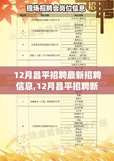 12月昌平最新招聘信息与职场成长机遇，拥抱自信，开启美好职场人生之旅