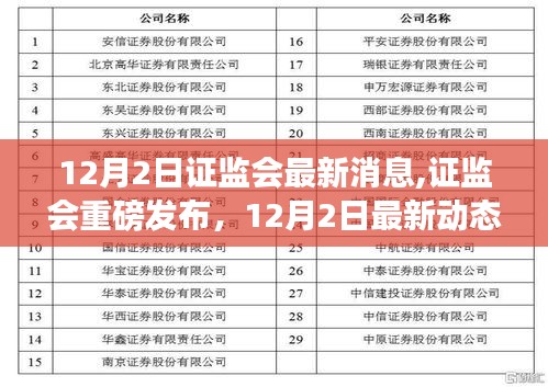 证监会最新动态，市场迎来新篇章，12月2日重磅发布消息