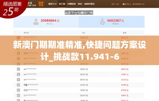 新澳门期期准精准,快捷问题方案设计_挑战款11.941-6