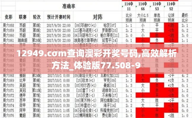 12949.cσm查询澳彩开奖号码,高效解析方法_体验版77.508-9