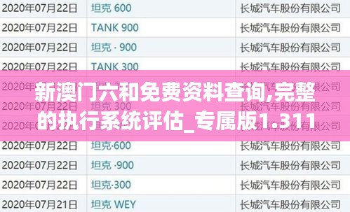 新澳门六和免费资料查询,完整的执行系统评估_专属版1.311