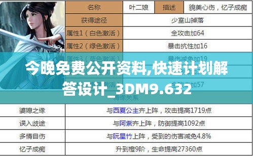 今晚免费公开资料,快速计划解答设计_3DM9.632