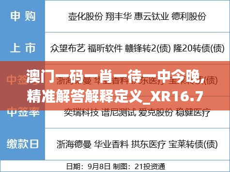 澳门一码一肖一待一中今晚,精准解答解释定义_XR16.731