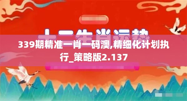 339期精准一肖一码澳,精细化计划执行_策略版2.137