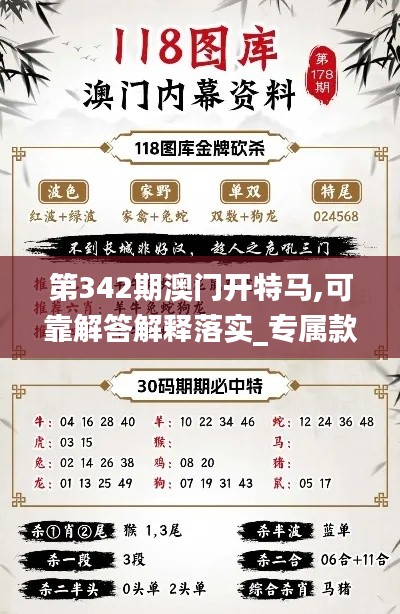 第342期澳门开特马,可靠解答解释落实_专属款16.431