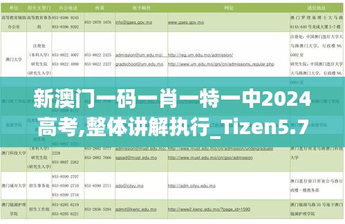 新澳门一码一肖一特一中2024高考,整体讲解执行_Tizen5.755