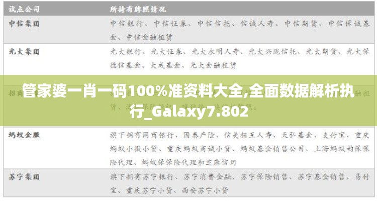 管家婆一肖一码100%准资料大全,全面数据解析执行_Galaxy7.802