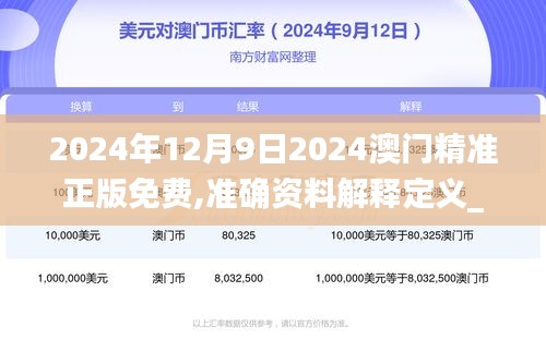 2024年12月9日2024澳门精准正版免费,准确资料解释定义_精英版7.688