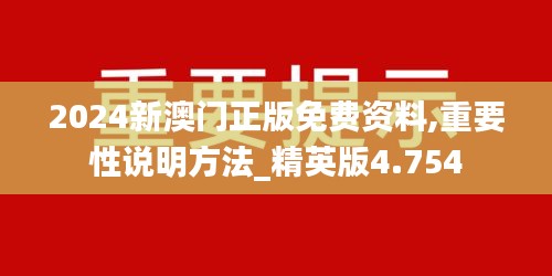 2024新澳门正版免费资料,重要性说明方法_精英版4.754