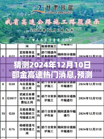 揭秘邵金高速未来动态，预测邵金高速热门消息与未来展望（2024年12月10日指南）