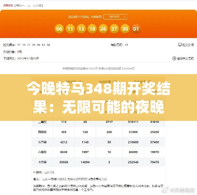 今晚特马348期开奖结果：无限可能的夜晚