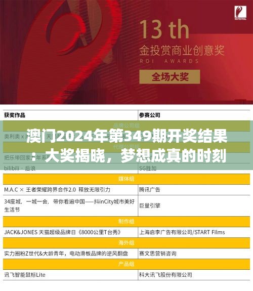 澳门2024年第349期开奖结果：大奖揭晓，梦想成真的时刻