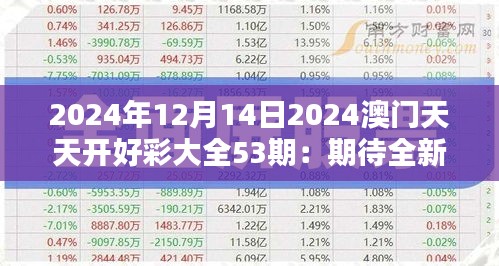 2024年12月14日2024澳门天天开好彩大全53期：期待全新一期的惊喜时刻