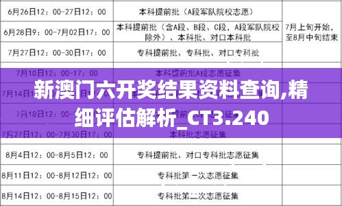 新澳门六开奖结果资料查询,精细评估解析_CT3.240