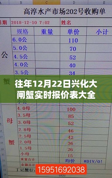 历年12月22日兴化大闸蟹报价表揭秘，小巷深处的蟹香乐园探秘与实时报价大全