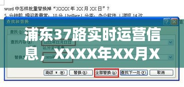 浦东37路公交车最新运营信息，XXXX年XX月XX日实时观察