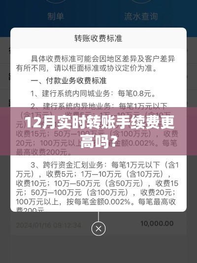 12月实时转账手续费有变动吗？