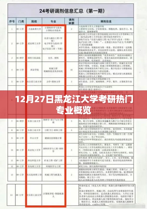 黑龙江大学考研热门专业概览（12月27日）