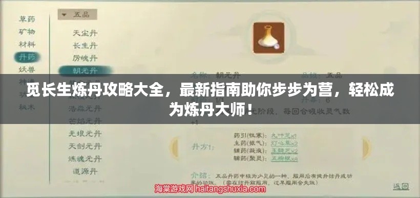 觅长生炼丹攻略大全，最新指南助你步步为营，轻松成为炼丹大师！