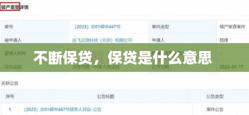 不断保贷，保贷是什么意思 