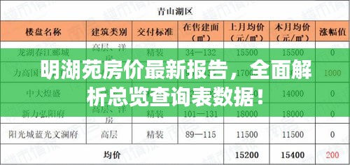 明湖苑房价最新报告，全面解析总览查询表数据！