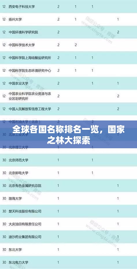 全球各国名称排名一览，国家之林大探索