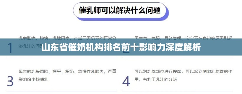 山东省催奶机构排名前十影响力深度解析