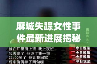 麻城失踪女性事件最新进展揭秘，警方全力搜寻，真相逼近！